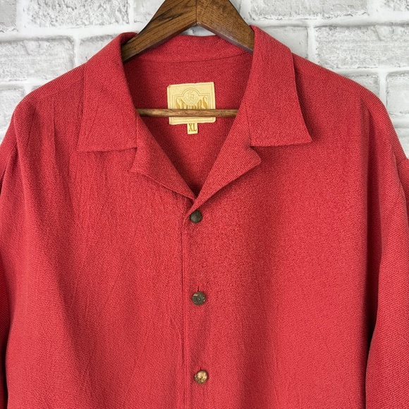 Stubbs Western Rustic Red Bemberg Wooden Button Casual Button Shirt Mens 2XL - Picture 1 of 8